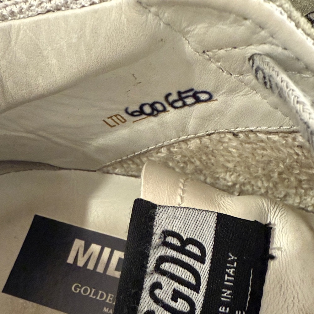 Golden Goose Mid White Leather Sneakers with Green Star size 37 - Picture 4 of 11
